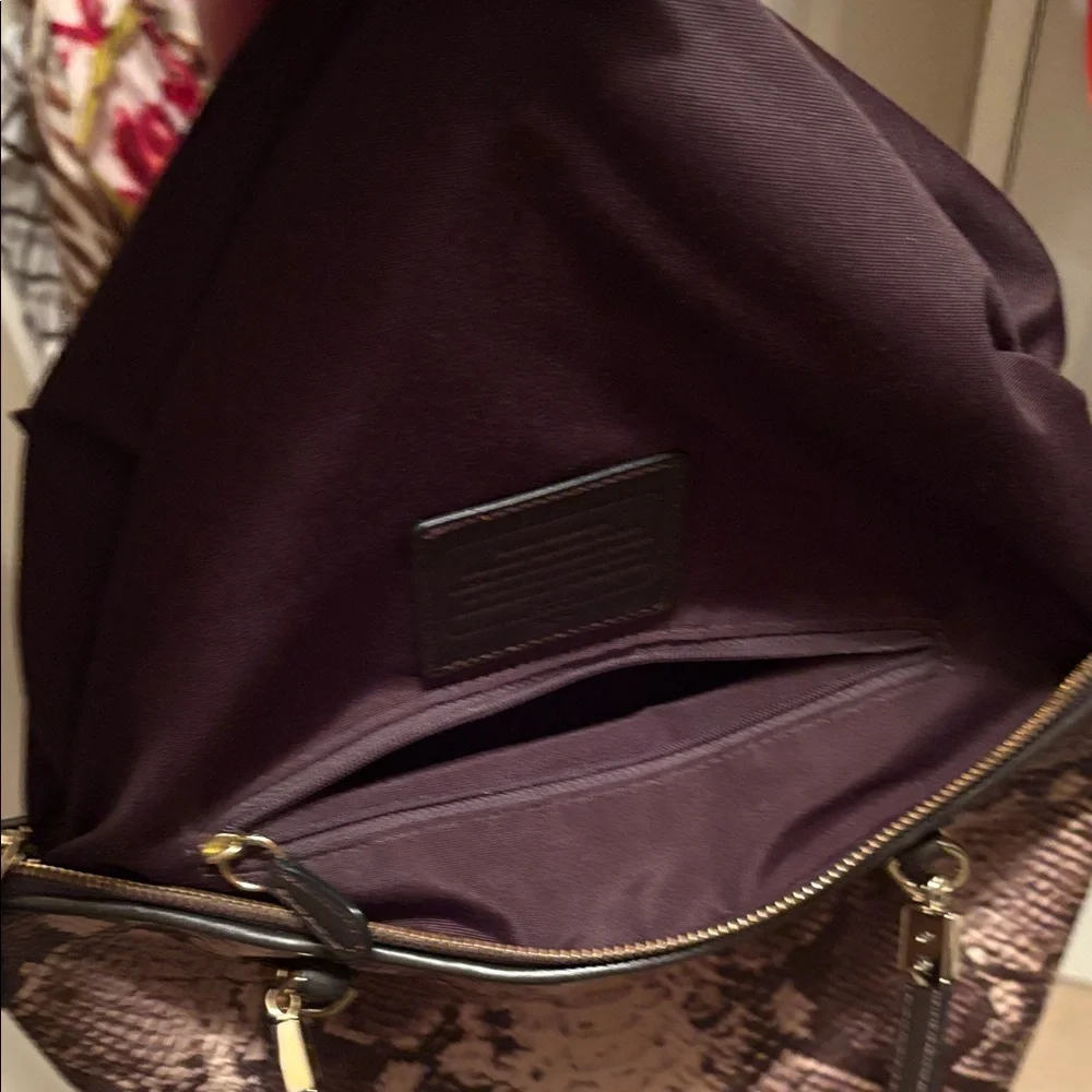 Coach Kelsey Python Pattern Taupe,Brown and Black cross body